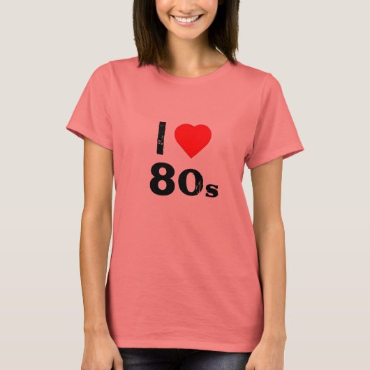 "I Heart 80's" Ladies' Ringer T-Shirt (Voorkant)