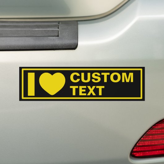 I Heart Aangepaste Sjabloon Modern Geel Bumpersticker (Op auto)