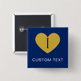 I Heart Aangepaste tekst stijlvol marineblauw Vierkante Button 5,1 Cm