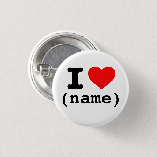 "I HEART" (aanpasbare naam) Ronde Button 3,2 Cm (Voorkant /achterkant)