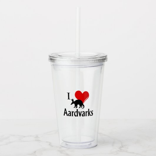 I Heart Aardvarken Acryl Drinkbeker (Voorkant)