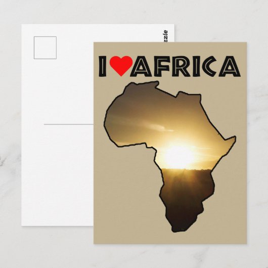 I Heart Africa Giraffe Sunset Briefkaart (Voorkant / Achterkant)