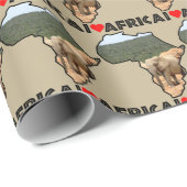 I Heart Africa Map Black Elephant Herd Cadeaupapier (Rol Hoek)