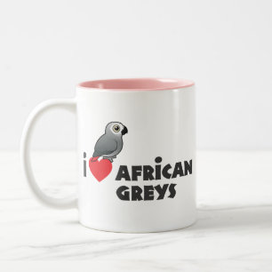 I Heart African Grays Tweekleurige Koffiemok