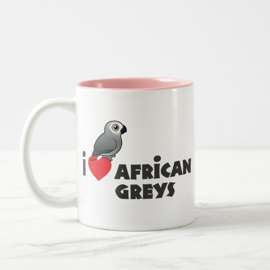 I Heart African Grays Tweekleurige Koffiemok (Links)