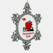 I Heart Amusement Parks Pewter Snowflake Ornament (Links)