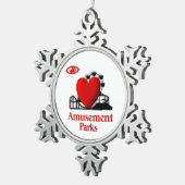 I Heart Amusement Parks Pewter Snowflake Ornament (Rechts)