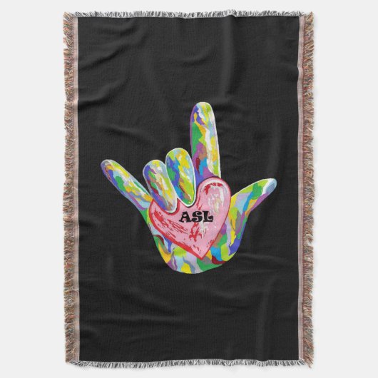 I Heart ASL Deken (Voorkant Verticaal)