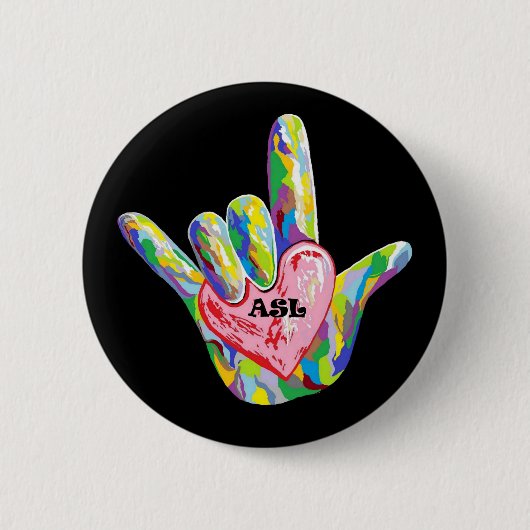 I Heart ASL Ronde Button 5,7 Cm (Voorkant)