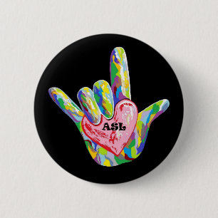I Heart ASL Ronde Button 5,7 Cm