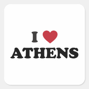 I Heart Athens Griekenland Vierkante Sticker