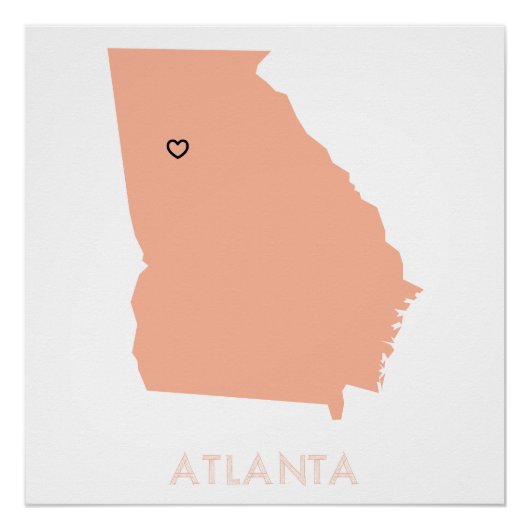 I Heart Atlanta Peach Georgia Map Poster (Voorkant)