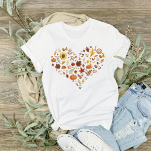 I Heart Autumn Leaves en pompoenen Thanksgiving T-shirt