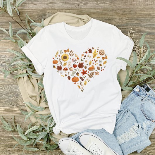 I Heart Autumn Leaves en pompoenen Thanksgiving T-shirt