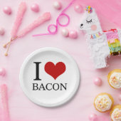 I Heart Bacon Papieren Bordje (Feest)