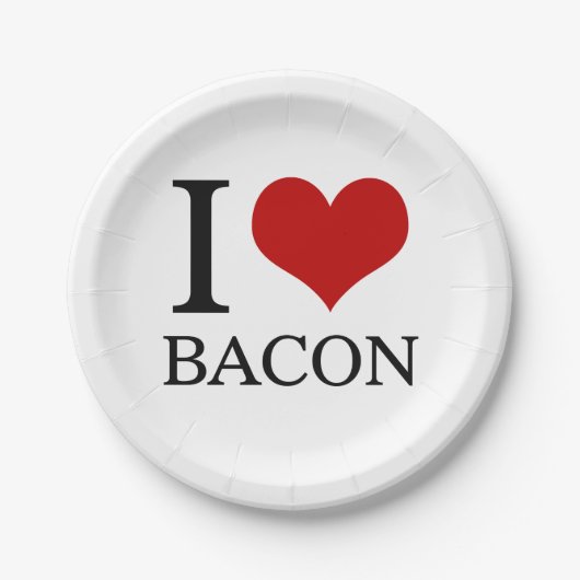 I Heart Bacon Papieren Bordje (Voorkant)