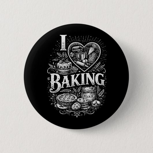I Heart Baking Ronde Button 5,7 Cm (Voorkant)