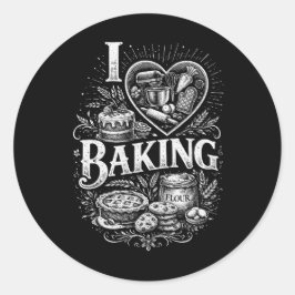 I Heart Baking Ronde Sticker