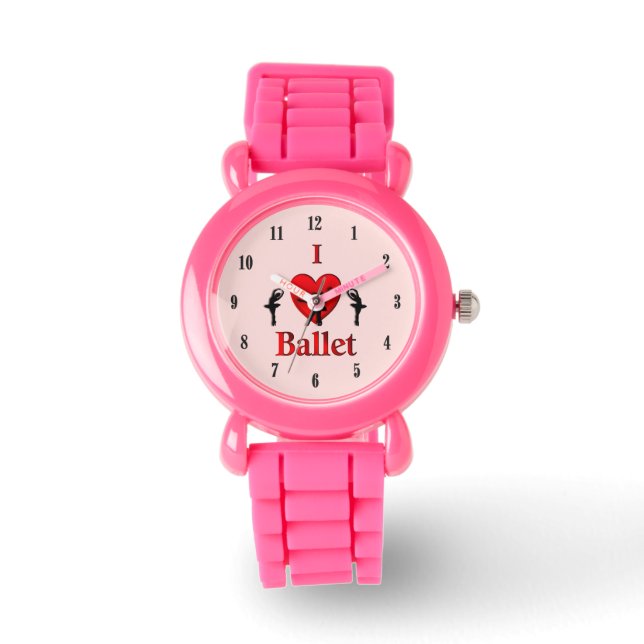 I Heart Ballet Dance Pink Horloge (Voorkant)
