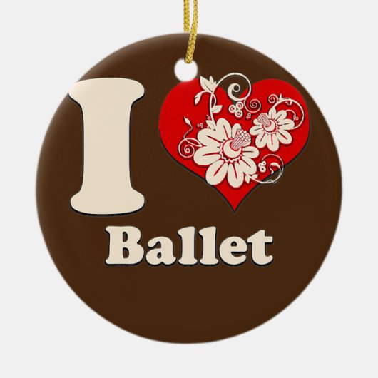 I Heart Ballet Floral Heart Keramisch Ornament (Voorkant)