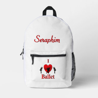 I Heart Ballet met naam Bedrukte Rugzak