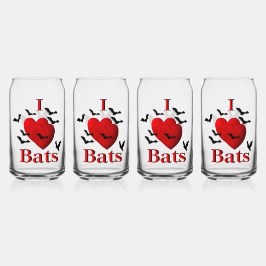 I Heart Bats Blikvorm Glas (Voorkant)