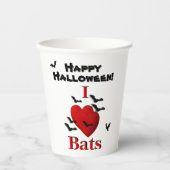 I Heart Bats Happy Halloween Papieren Bekers (Voorkant)