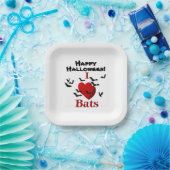 I Heart Bats Happy Halloween Papieren Bordje (Feest)
