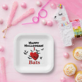 I Heart Bats Happy Halloween Papieren Bordje (Feest)