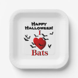 I Heart Bats Happy Halloween Papieren Bordje