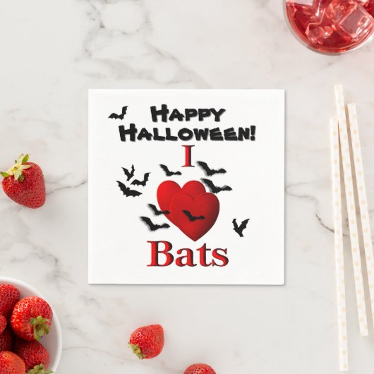 I Heart Bats Happy Halloween Servet (Insitu)