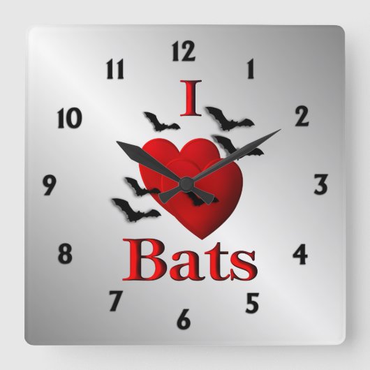 I Heart Bats Wall klok (Voorkant)