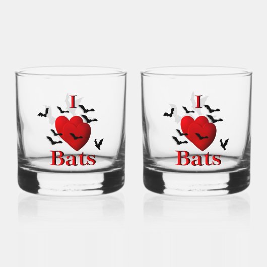 I Heart Bats Whisky Glas (Voorkant)