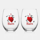 I Heart Bats Wijnglas Zonder Voet (Voorkant)