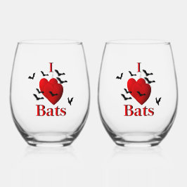 I Heart Bats Wijnglas Zonder Voet