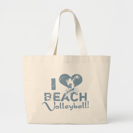 I Heart Beach Volleyball Grote Tote Bag (Voorkant)
