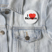 I Heart Beards Pin Back Button (In situ)