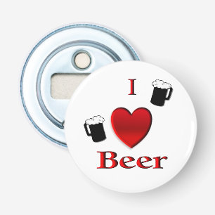 I Heart Beer Design Button Flesopener