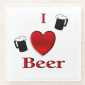 I Heart Beer Design Glazen Onderzetter (Voorkant)