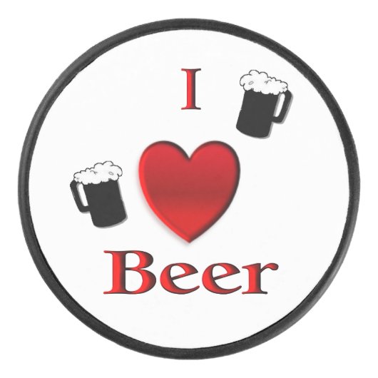 I Heart Beer Design Hockey Puck (Voorkant)