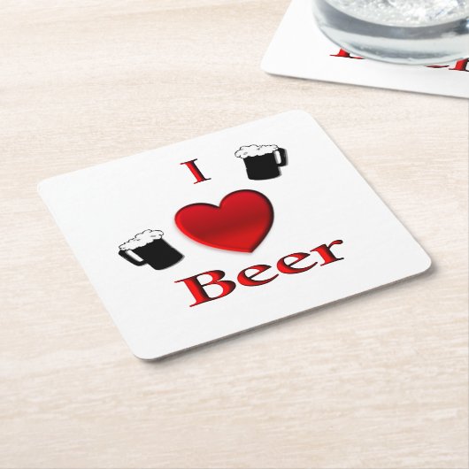 I Heart Beer Design Kartonnen Onderzetters (Schuin)