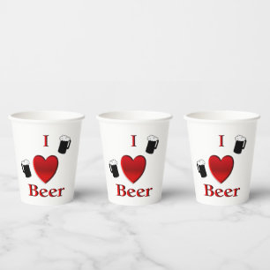 I Heart Beer Design Papieren Bekers