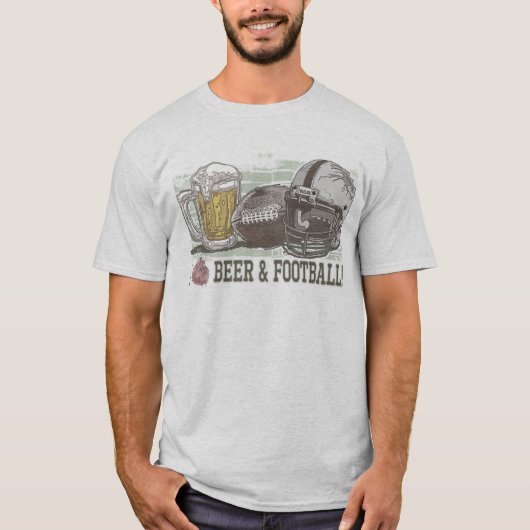 I Heart Beer en Football T-shirt (Voorkant)