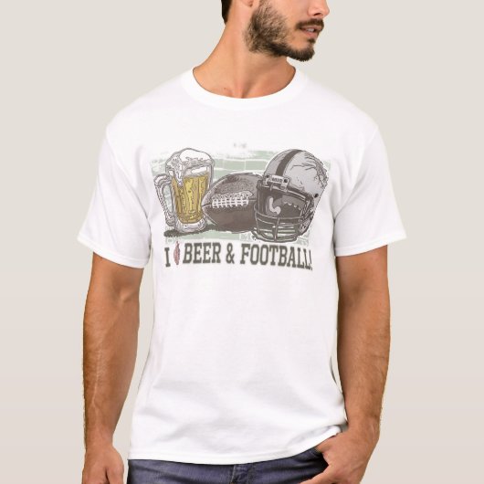 I Heart Beer en Football T-shirt (Voorkant)