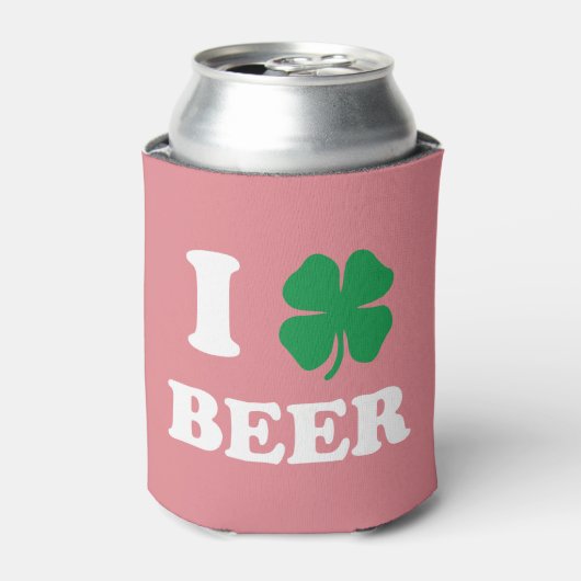 I Heart Beer Pink Blikjeskoeler (Blikje Voorkant)