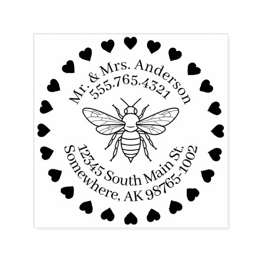 I Heart Bees Persoonlijk Contact Zelfinktende Stempel (Design)