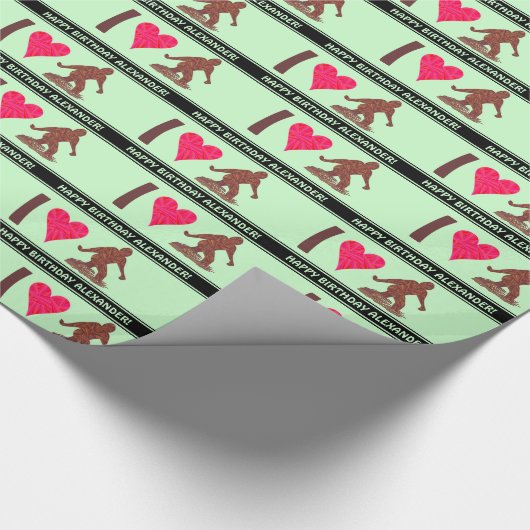 I Heart Bigfoot Walking Sasquatch Gelukkige Verjaa Cadeaupapier (Hoek)