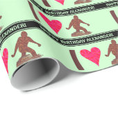 I Heart Bigfoot Walking Sasquatch Gelukkige Verjaa Cadeaupapier (Rol Hoek)