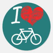 I Heart Bike Ronde Sticker (Voorkant)