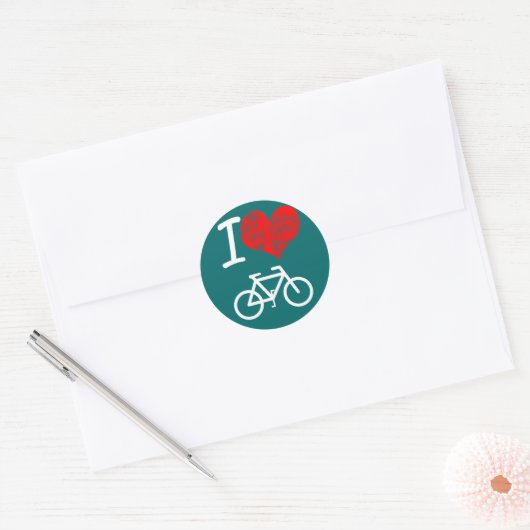 I Heart Bike Ronde Sticker (Envelop)